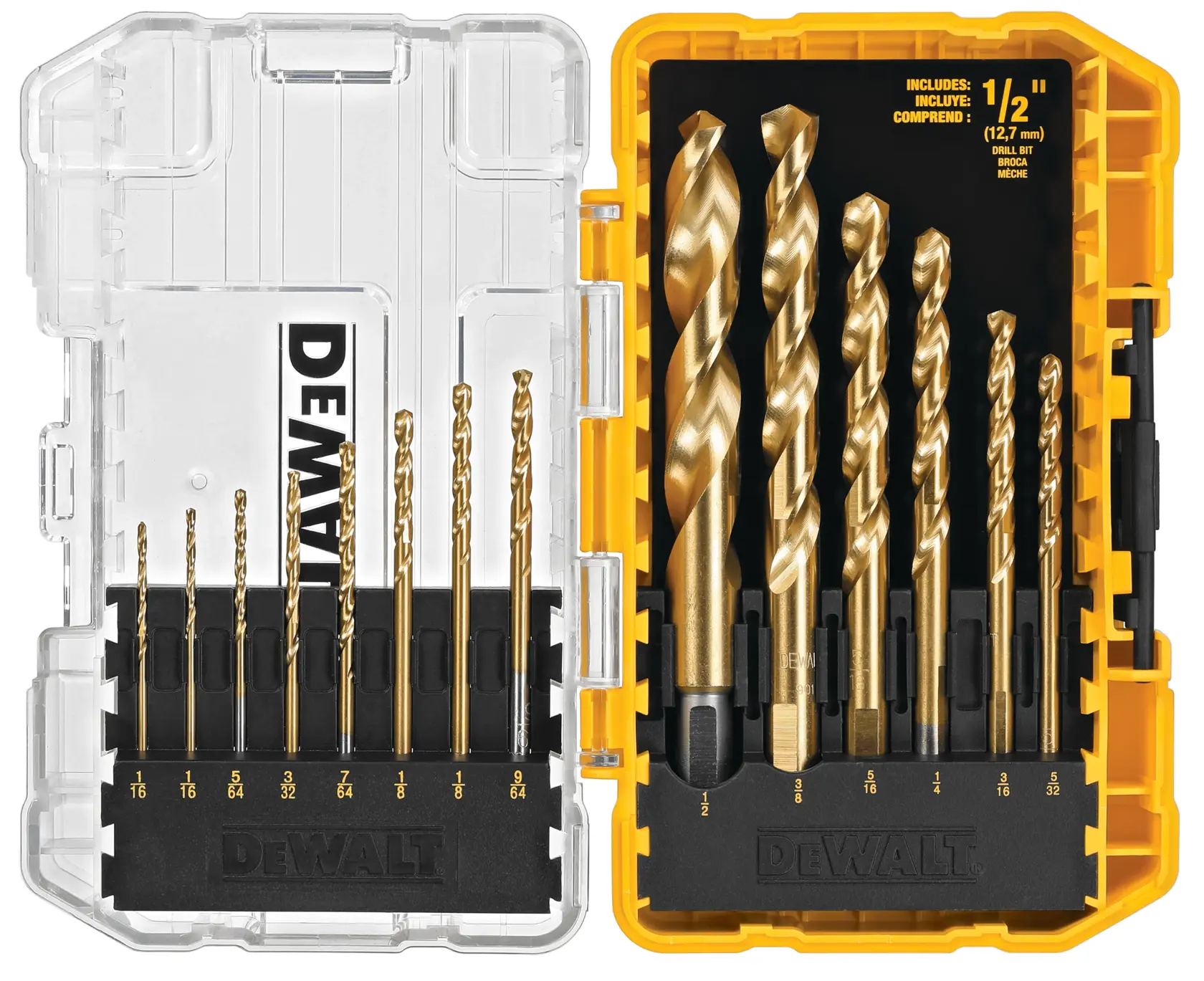 DEWALT® 14-pc. IMPACT READY® Titanium Speed Tip Drill Bit Set with TOUGHCASE®+ SYSTEM